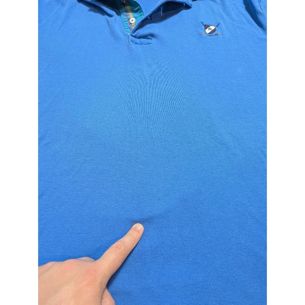 Polo Ralph Lauren Men's L Blue Cotton Golf Logo Short Sleeve Polo Shirt Logo